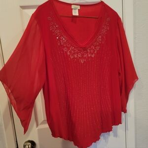 Yabes Red Sparkling Blouse